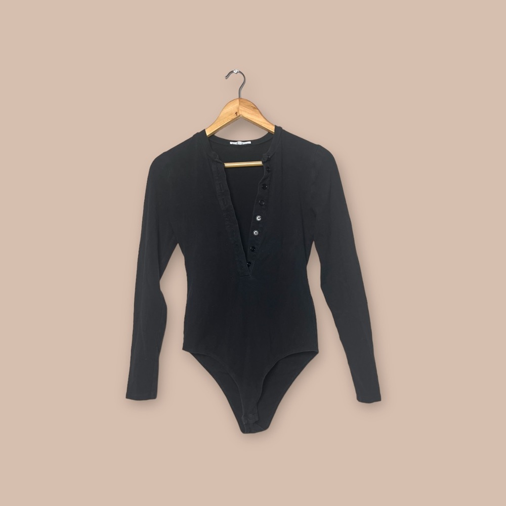 Reformation Black Body Suit - Size Small